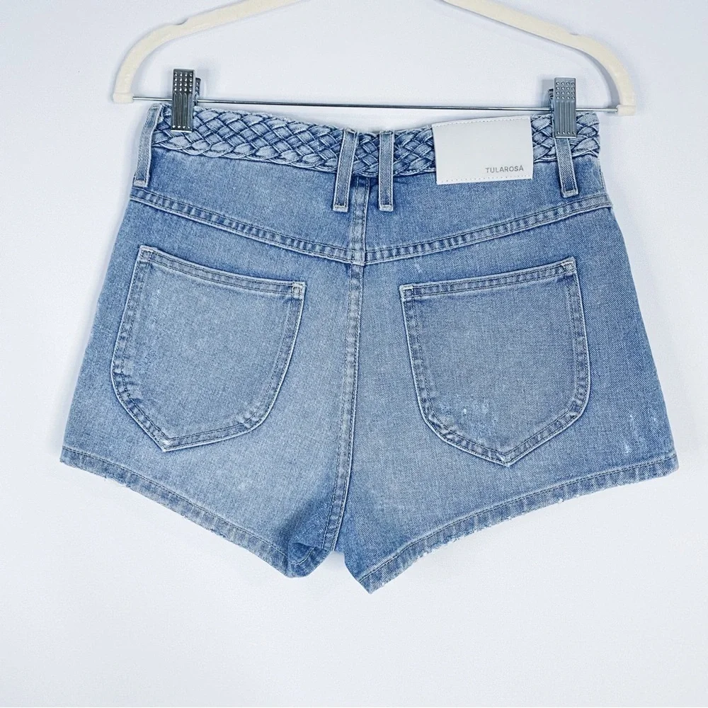Tularosa - High Rise Braided Waist Denim Shorts